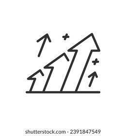 Up arrows. Increase, linear icon. Line with editable stroke
