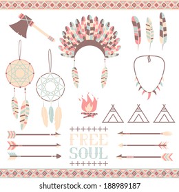 Arrows, Indian elements, Aztec borders and embellishments