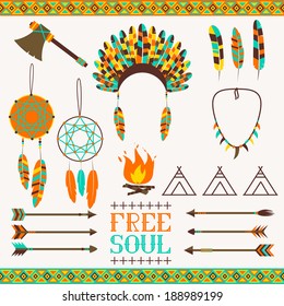 Arrows, Indian elements, Aztec borders and embellishments