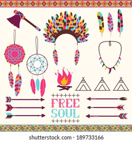 Arrows, Indian elements, Aztec borders and embellishments