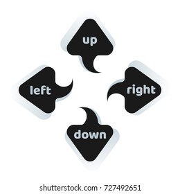 The arrows indicate the direction to the right, left, up, down. Black flat arrows Pointers Set Vector