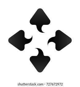 The arrows indicate the direction to the right, left, up, down. Black flat arrows Pointers Set Vector