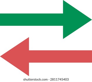 Arrows Indicating Contrary Directions- Green and Red Flat Minimalist Graphic Style