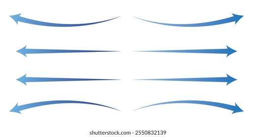 Flechas que indican la dirección del aire fresco. Iconos del vector