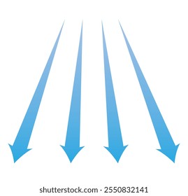 Flechas que indican la dirección del aire fresco. Iconos del vector