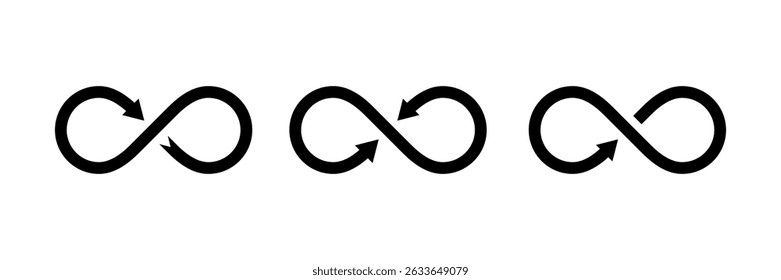 Arrows infinity symbols set on a white background. Vector