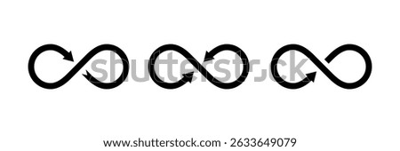 Arrows infinity symbols set on a white background. Vector