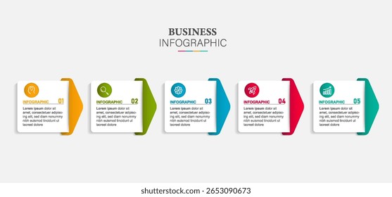 Arrows infographic elements. Business template for presentation. Vector concept with 5 options or steps.