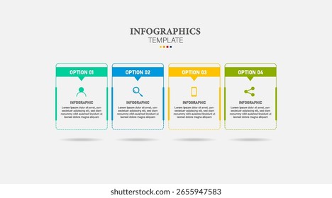 Elementos de infografía de flechas. Plantilla de negocios para la presentación. Concepto de Vector con 4 opciones o pasos.