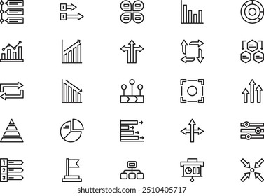 Arrows and infographic elements icons collection is a vector illustration with editable stroke.