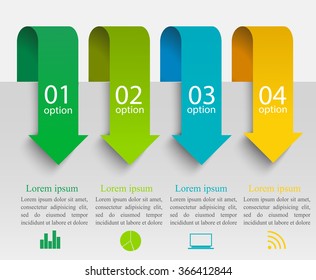 Arrows infographic template. Can be used for workflow layout, diagram, number and step up options, web design. Infographics background.