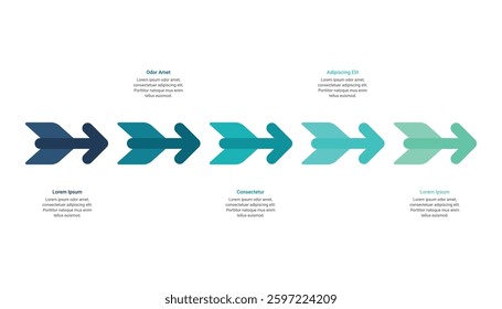 Arrows Infographic Template Design with 5 Steps for Business Presentation