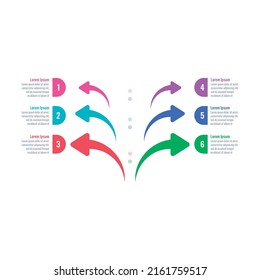 arrows infographic template. six step briefing template. business, annual report, magazine, web, internet infographic template