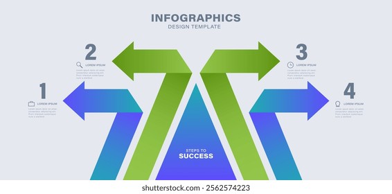 Arrows Infographic Vector Illustration. 4 Steps Business Process Concept