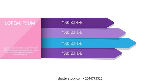 Arrows of infographics. Colored arrows of different lengths for visualizing progress, strategy plan and business concept. Flat design