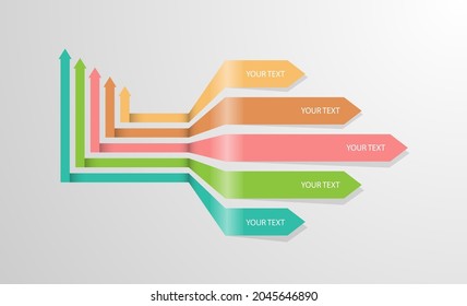 Arrows of infographics. Colored arrows of different lengths for visualizing progress, strategy plan and business concept. Flat design