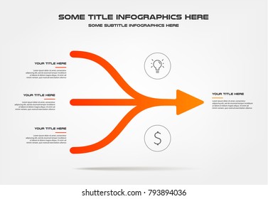 Arrows infographics with icons. Element of chart, graph, diagram with 3 options - parts, processes, timeline. Vector business template for presentation, workflow layout, annual report