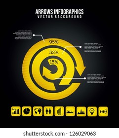arrows infographics over black background. vector illustration