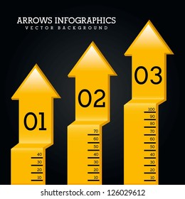 arrows infographics over black background. vector illustration