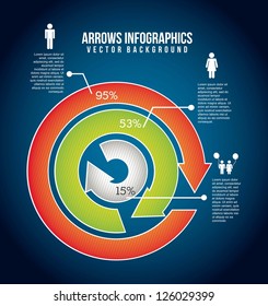 arrows infographics over blue background. vector illustration