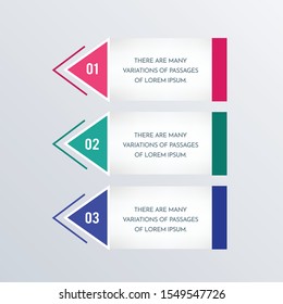 Arrows infographics template design. Business concept infograph with 3 options, steps, or processes. Vector visualization can be used for workflow layout, diagram, annual report, web
