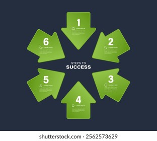 Arrows infographics vector illustration with 6 steps or options