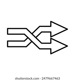 Arrows intersecting each other vector icon. Arrows sign flat linear illustration on white background..eps
