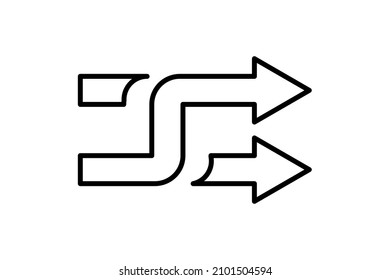Arrows with intersection icon. Shuffle line icon. Random symbol. Vector isolated on white background. EPS 10