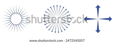 Arrows inward outward. Pointer arrow icon. Line emblem. Navigation pointer. Vector illustration. Inward arrow vector .