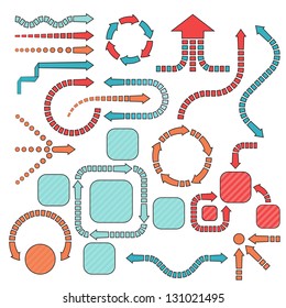 Arrows and islets for data. Infographics set or Information template. Graphics vector.