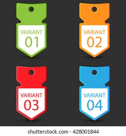 Arrows labels. Colored arrows stickers. 3D. Vector illustration 