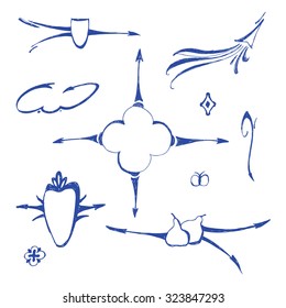 arrows and labels set for design, hand drawn arrows set, sketched style
