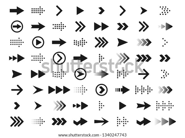 Arrows a large set of black arrows.\
Icons with arrows. Arrows pointers. Vector\
illustration