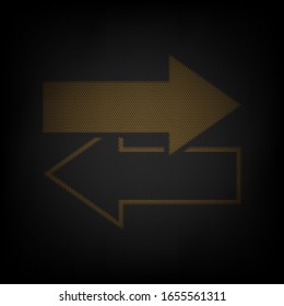 Arrows left right icon. Exchange sign. Icon as grid of small orange light bulb in darkness. Illustration.