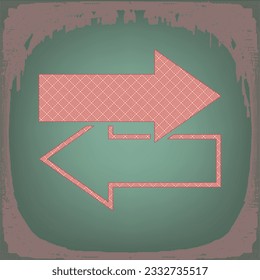 Arrows left right icon. Exchange sign. Apricot Icon with Brick Red parquet floor graphic pattern on a Ebony background. Feldgrau. Green. Illustration.