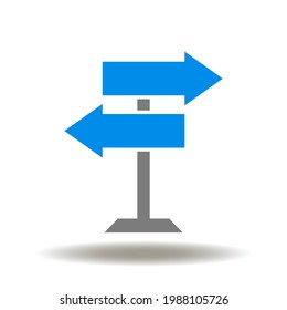 Arrows left and right sign. Direction road vector illustration. Reality versus expectations symbol.