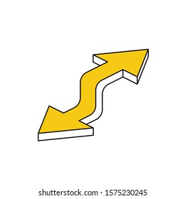 Arrows left right. Vector 3d isometric, color web icon, new flat style. Creative illustration design, idea for infographics.