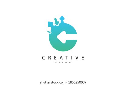 Arrows Letter C Logo. C Letter Design Vector with Arrows. Creative design vector on white background