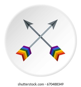 Arrows LGBT icon in flat circle isolated vector illustration for web