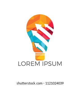 Arrows with light bulb logo concept. 