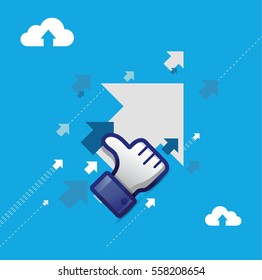 arrows and like illustration design over a blue background