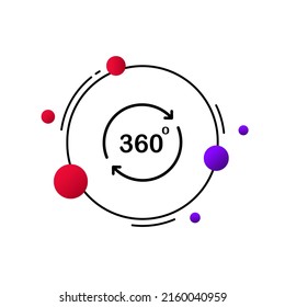 Arrows line icon. Circle, pie pointer, 360 degrees view, visibility, viewing angle. Virtual reality concept. Vector line icon for Business