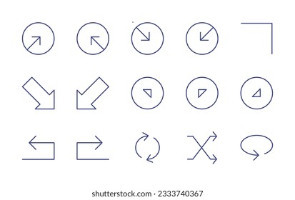 Colección de iconos de línea de flechas. Trazo editable. Ilustración vectorial. Conteniendo bucle, intercambio, derecha, izquierda, arriba.