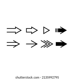 Arrows line icon set isolated on white background. Vector illustration
