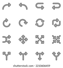 arrows line icon set. isolated on white background