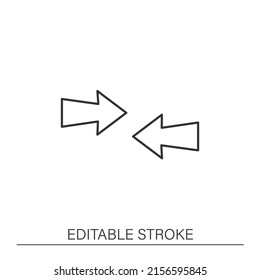 Arrows line icon. Three arrows. Goals achieved. Target concept. Isolated vector illustration. Editable stroke