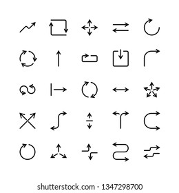 Arrows line icons set arrow website app line stroke  business analysis contact social  marketing time  vector symbols set