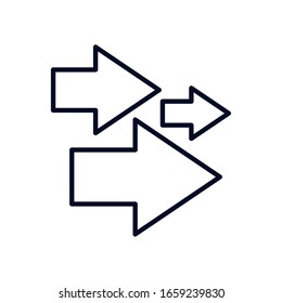 Arrows line style icon design of Direction element web forward arrowheads infographic interface pointer and download theme Vector illustration