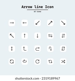 Arrows line vector icon set. Collection ui icons with squircle shape. Web Page, Mobile App, UI, UX design.