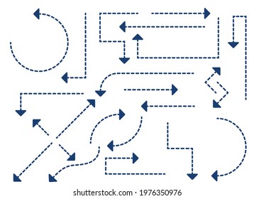 Arrows lines in different directions set vector illustration